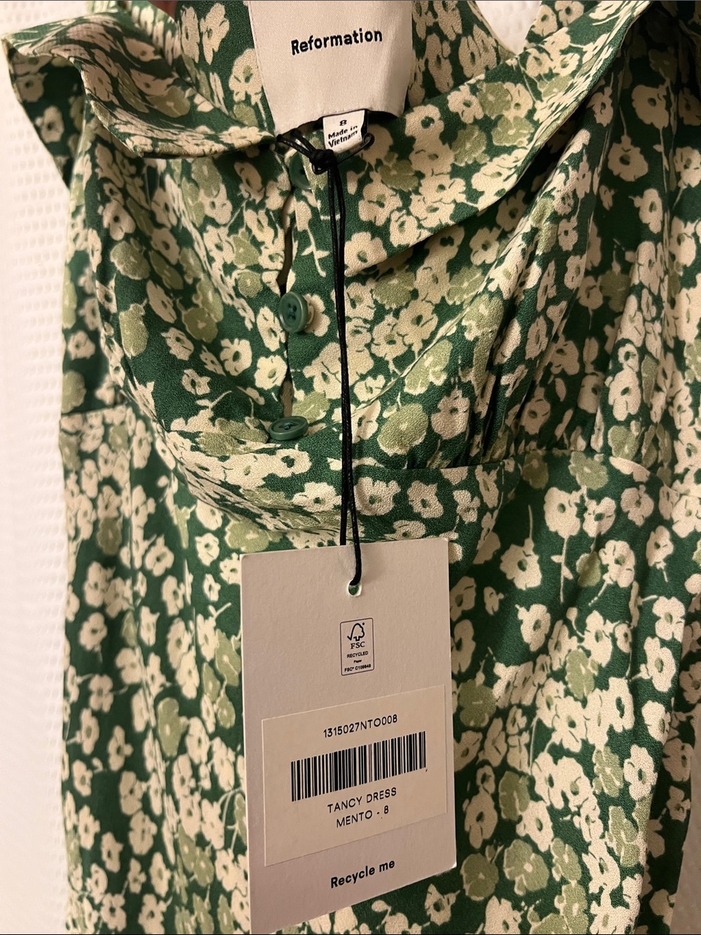 👗 NWT Reformation “Tancy” Green Floral Midi Dress 🤍